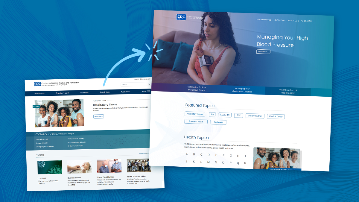 — title missing — Redesigned CDC.gov homepage featuring modern layout, streamlined content, and improved user experience for easy navigation