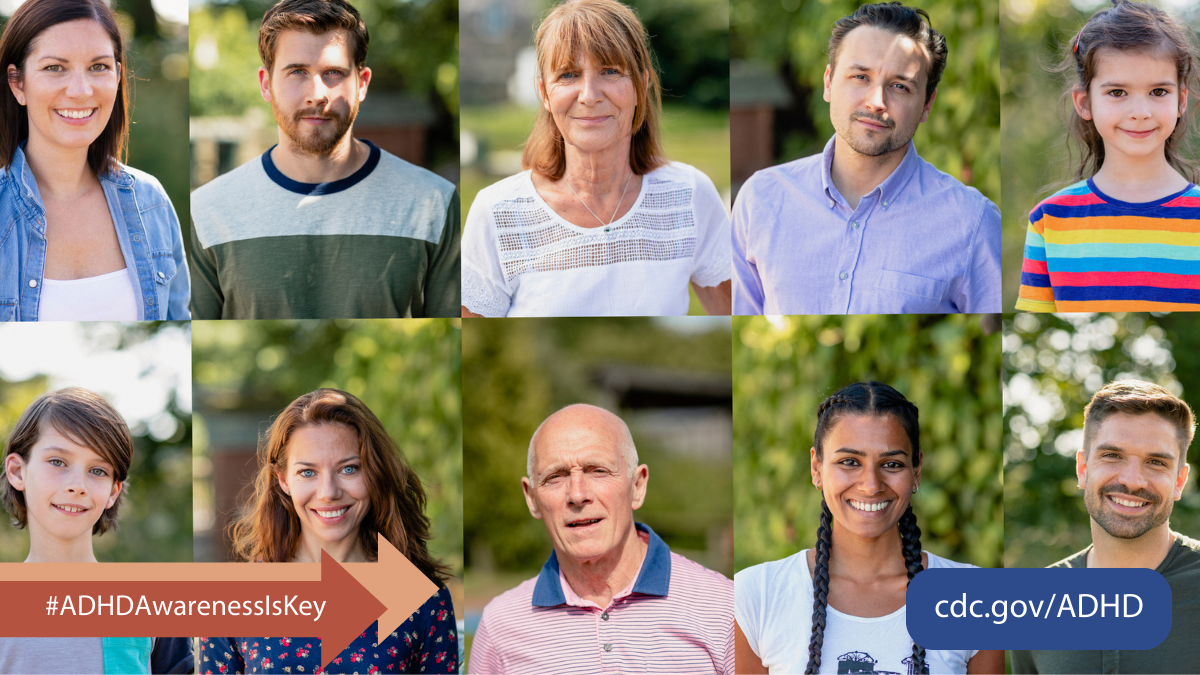 LinkedInADHD Portrait collage of people smiling with a blurry outdoor background.
