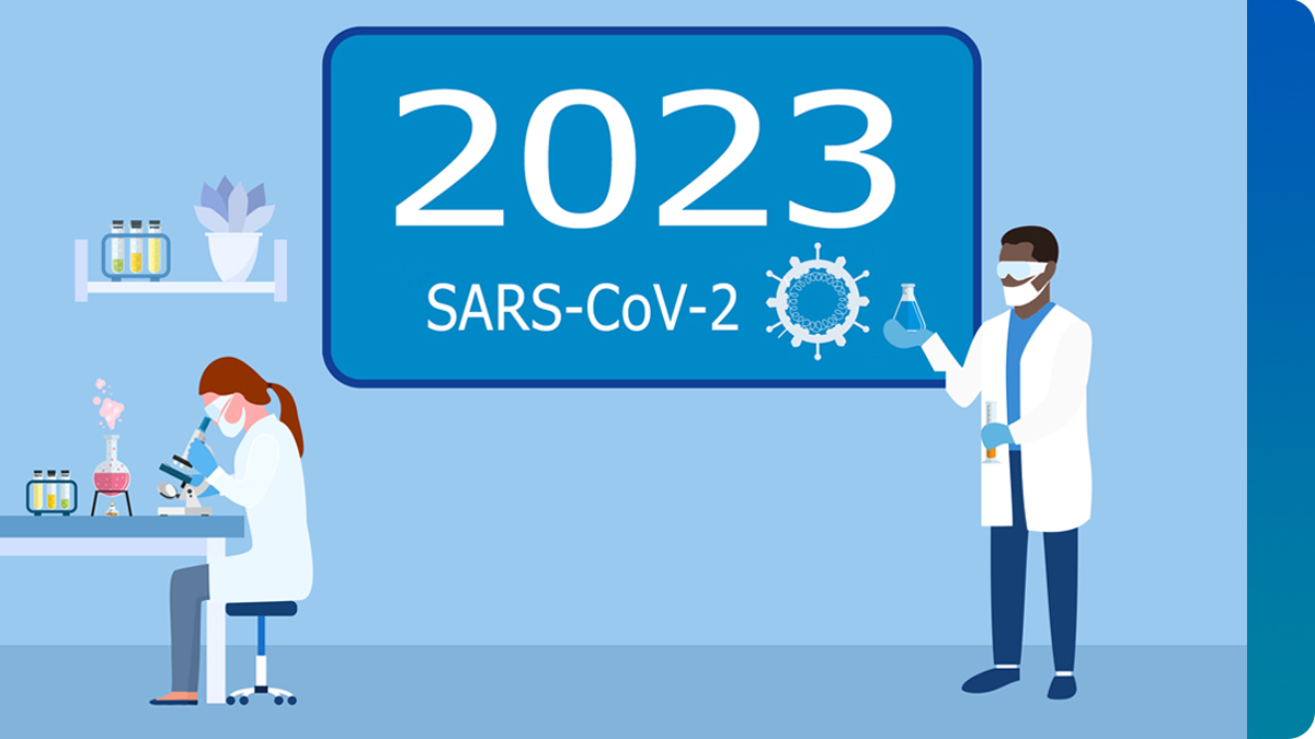 BAA projects 2023 Decorative image with words "2023" and "SARS-CoV-2"