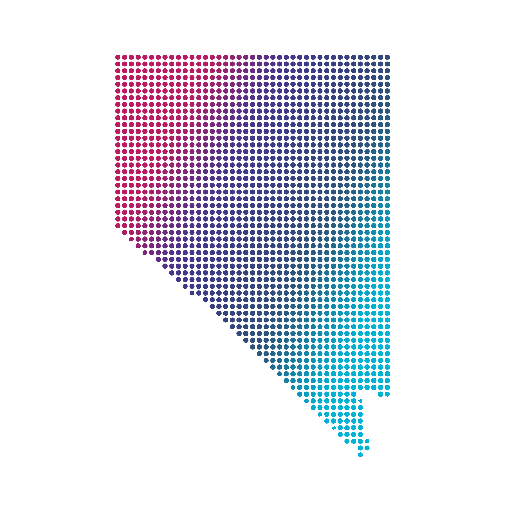 Nevada map of blue dots on white background Nevada map of blue dots on white background