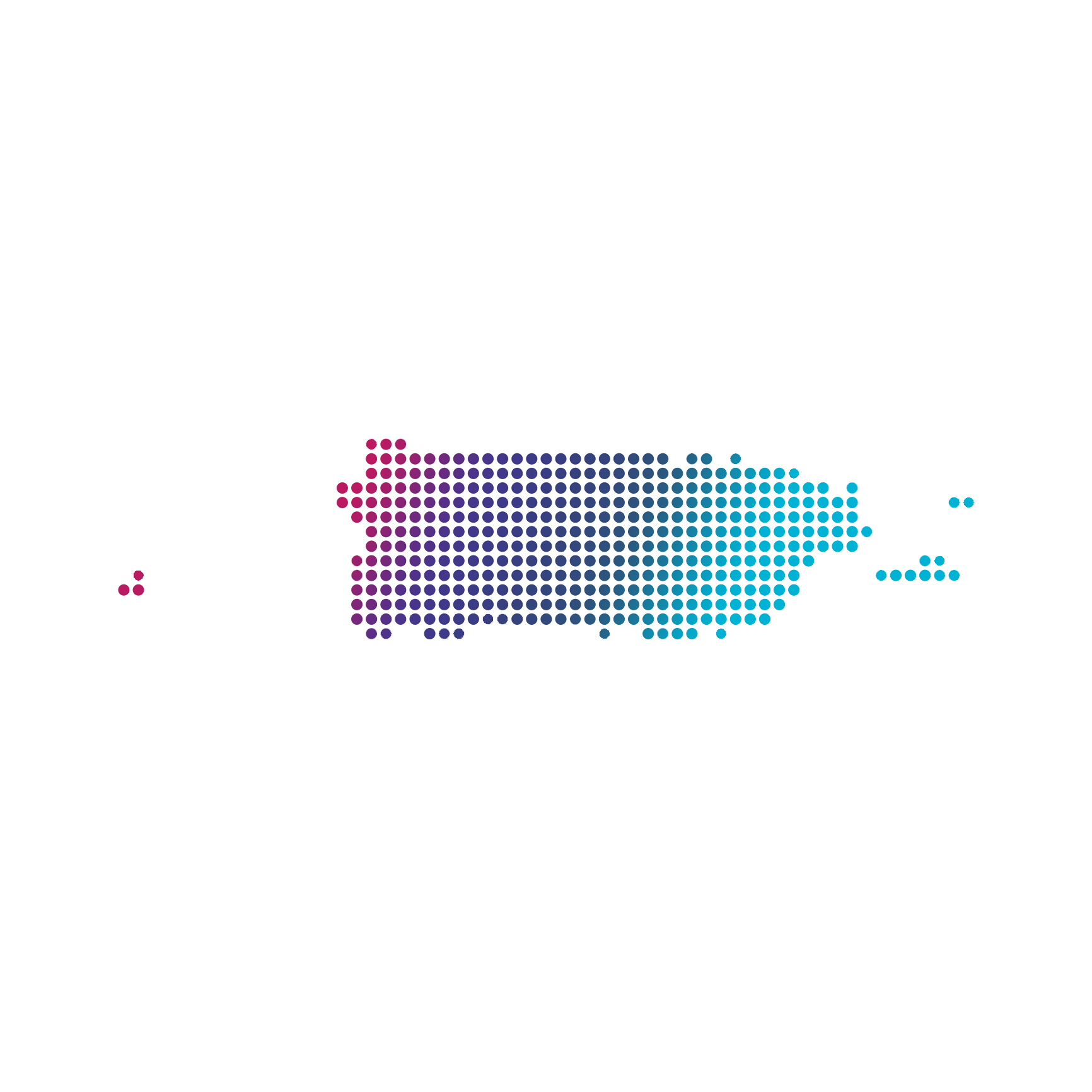 Puerto Rico map of blue dots on white background Decorative: Shape of Puerto Rico made of dots