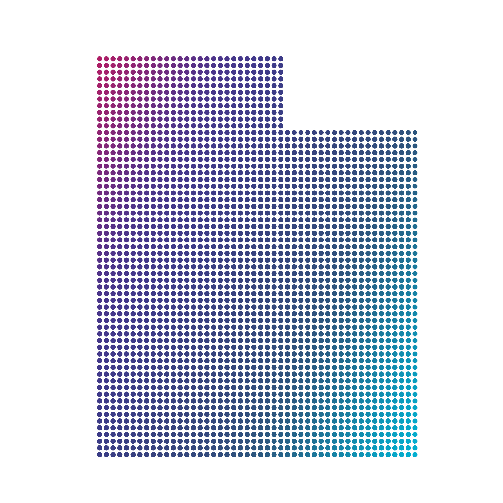 Utah map of blue dots on white background Utah map of blue dots on white background