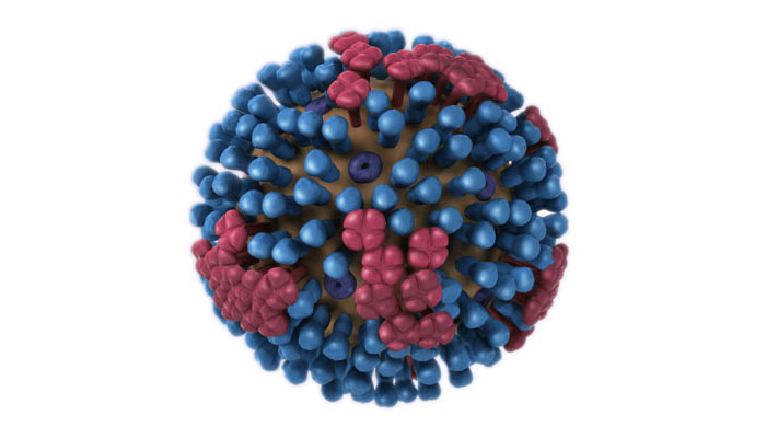 3D rendering of Influenza virus 3D rendering of Influenza virus