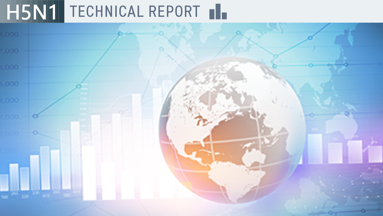 h5n1-techreport-1300 Decorative: The globe above glowing signal bars with the title "H5N1 Technical Report."