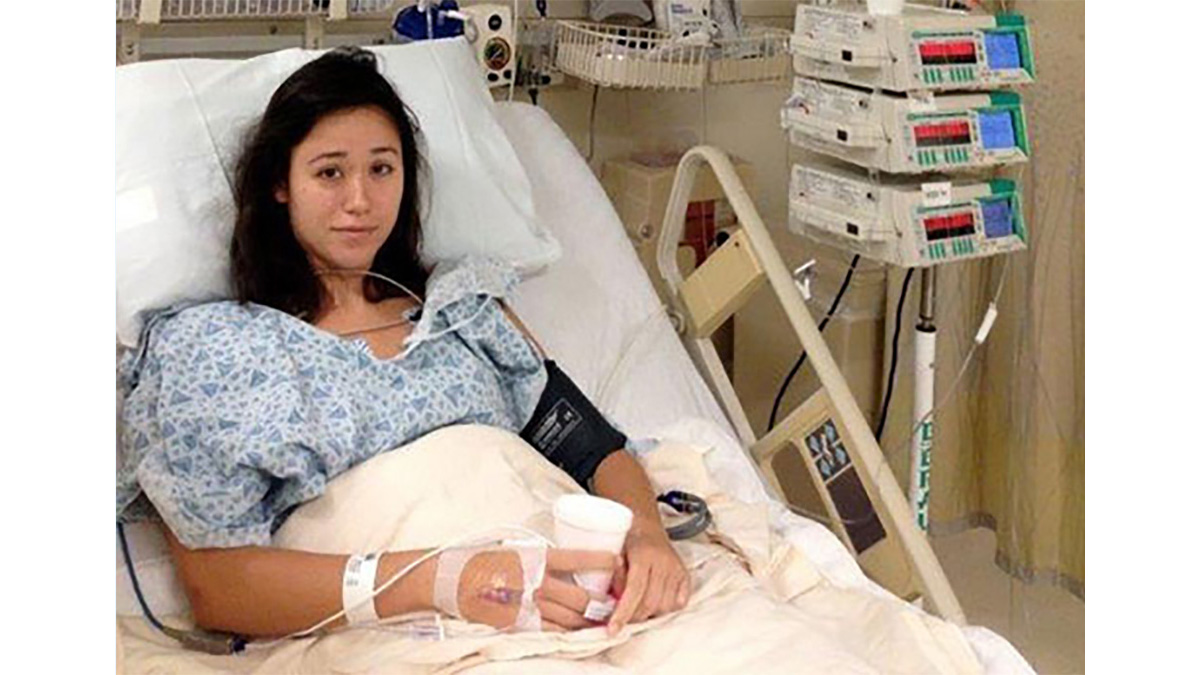 Amaris White in the emergency room receiving treatment