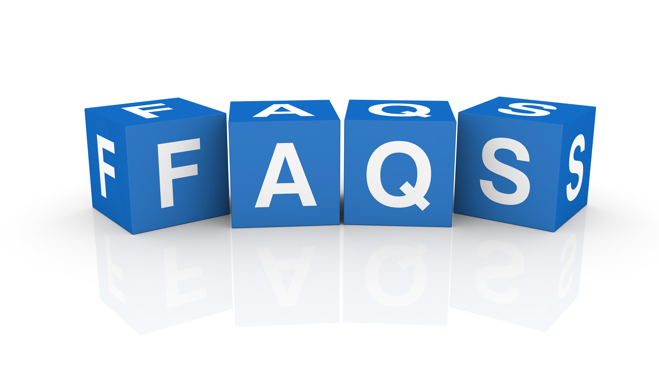 FAQ blocks FAQ letters on blue blocks