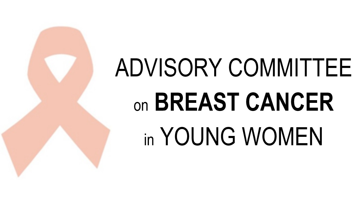 acbcyw1200x675 pink ribbon with text: ADVISORY COMMITTEE on BREAST CANCER in YOUNG WOMEN