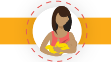 — title missing — Gold bar with a circle in the middle. The circle has a drawing of a mother breastfeeding a child