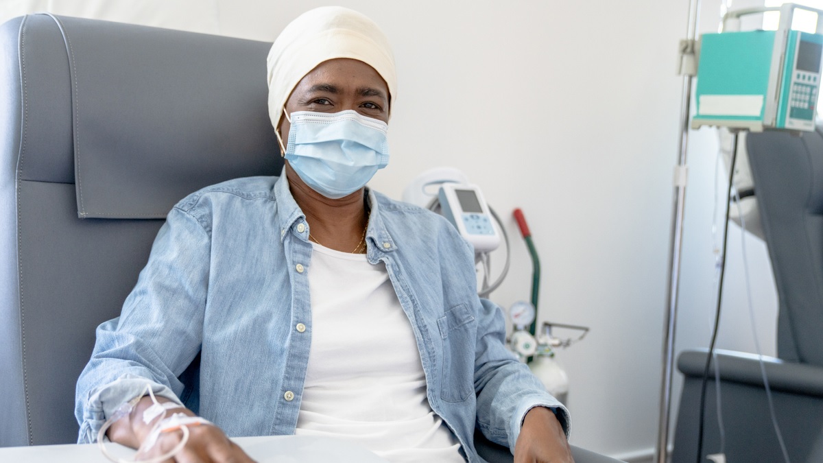 Chemotherapy woman Photo of a woman receiving chemotherapy