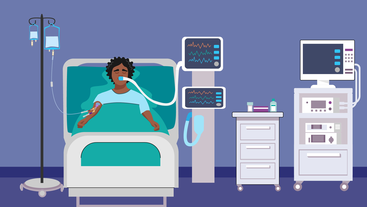 Hospitalized patients are at a higher risk of candidiasis A sick patient in a hospital