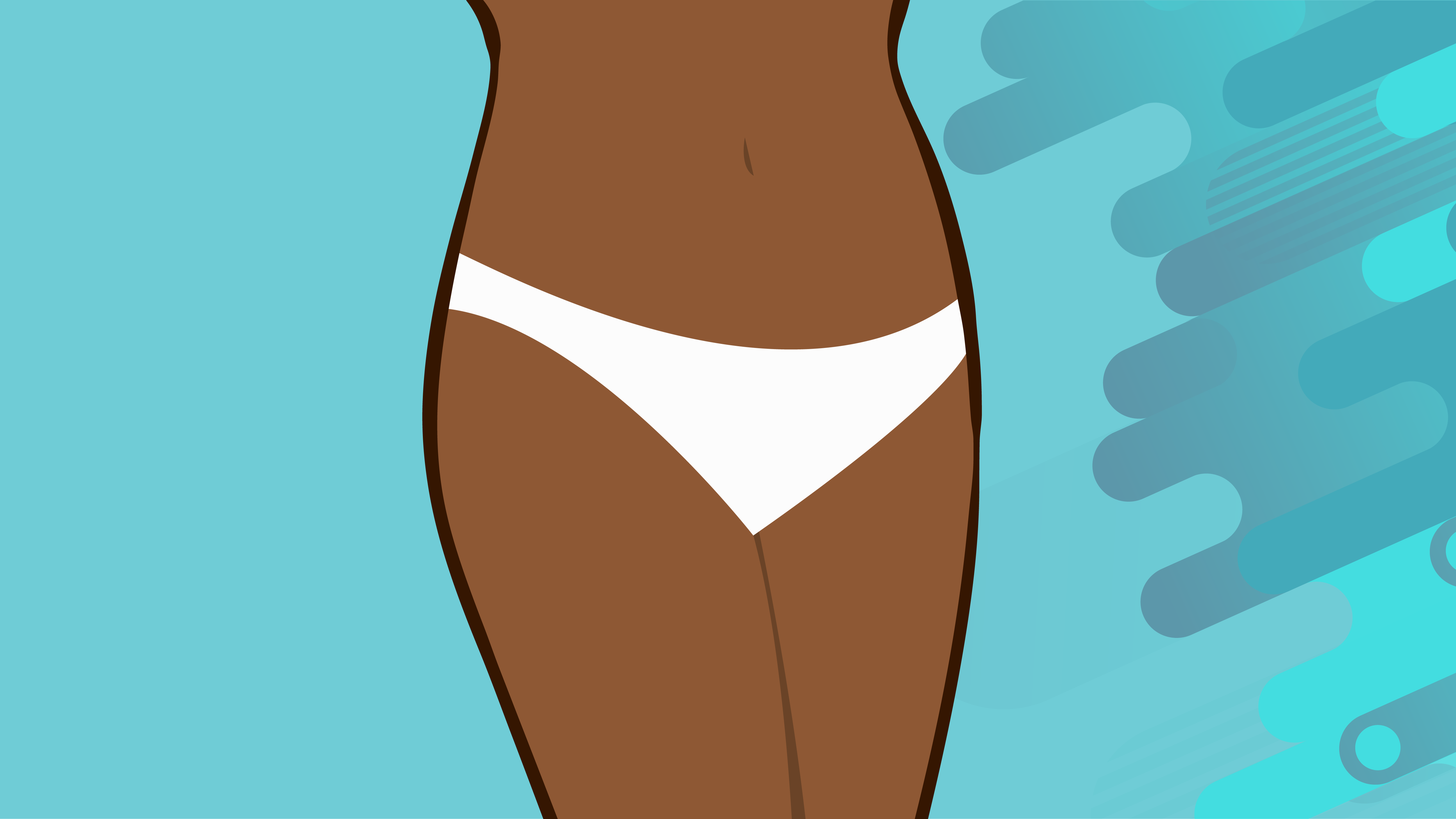 Cotton Underwear - Cartoon Depiction Cartoon depiction of a person's lower body, wearing a white cotton underwear.