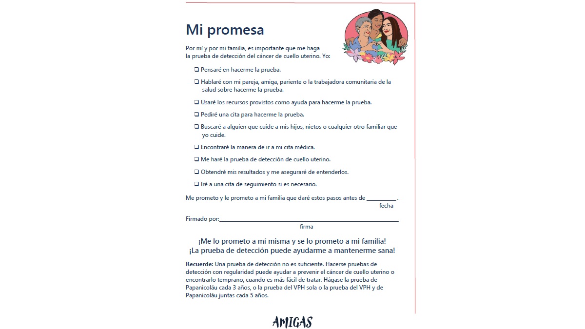 Hoja de compromiso de AMIGAS