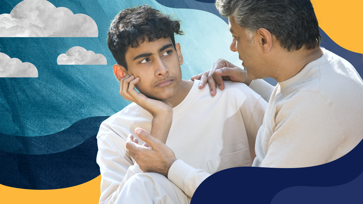 CMH-Depression A father comforts his son