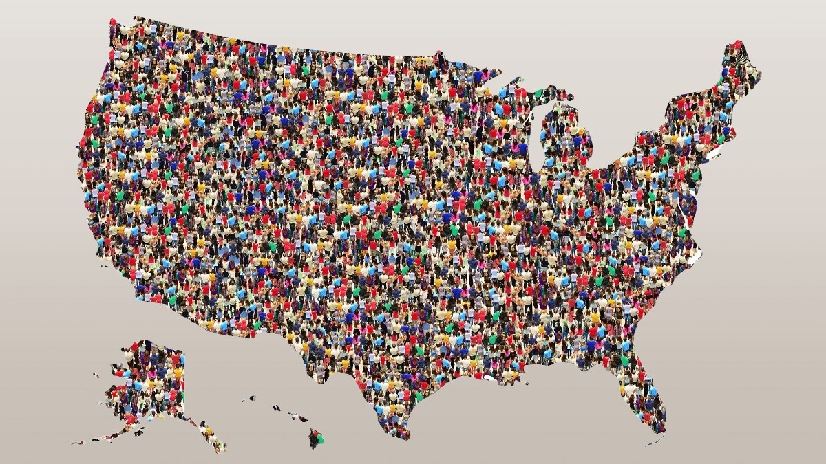 people-map1200x675 Shape of the United States formed by a crowd of different people