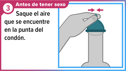 Male_condom_SPA-3 Mano pellizcando la punta del condón para crear un espacio.