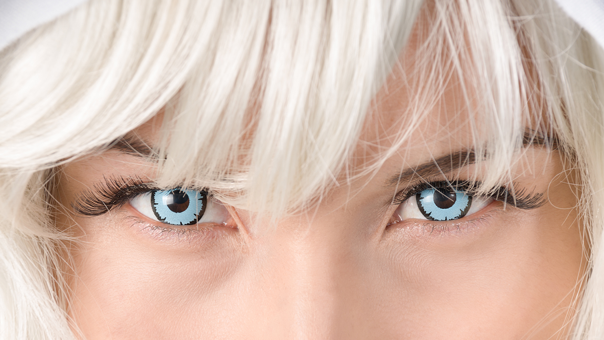 Decorative contact lenses Woman with decorative colored contacts