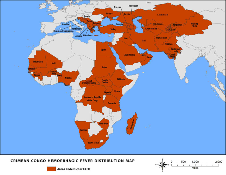 CCHF_map This map shows the countries with CCHF is.