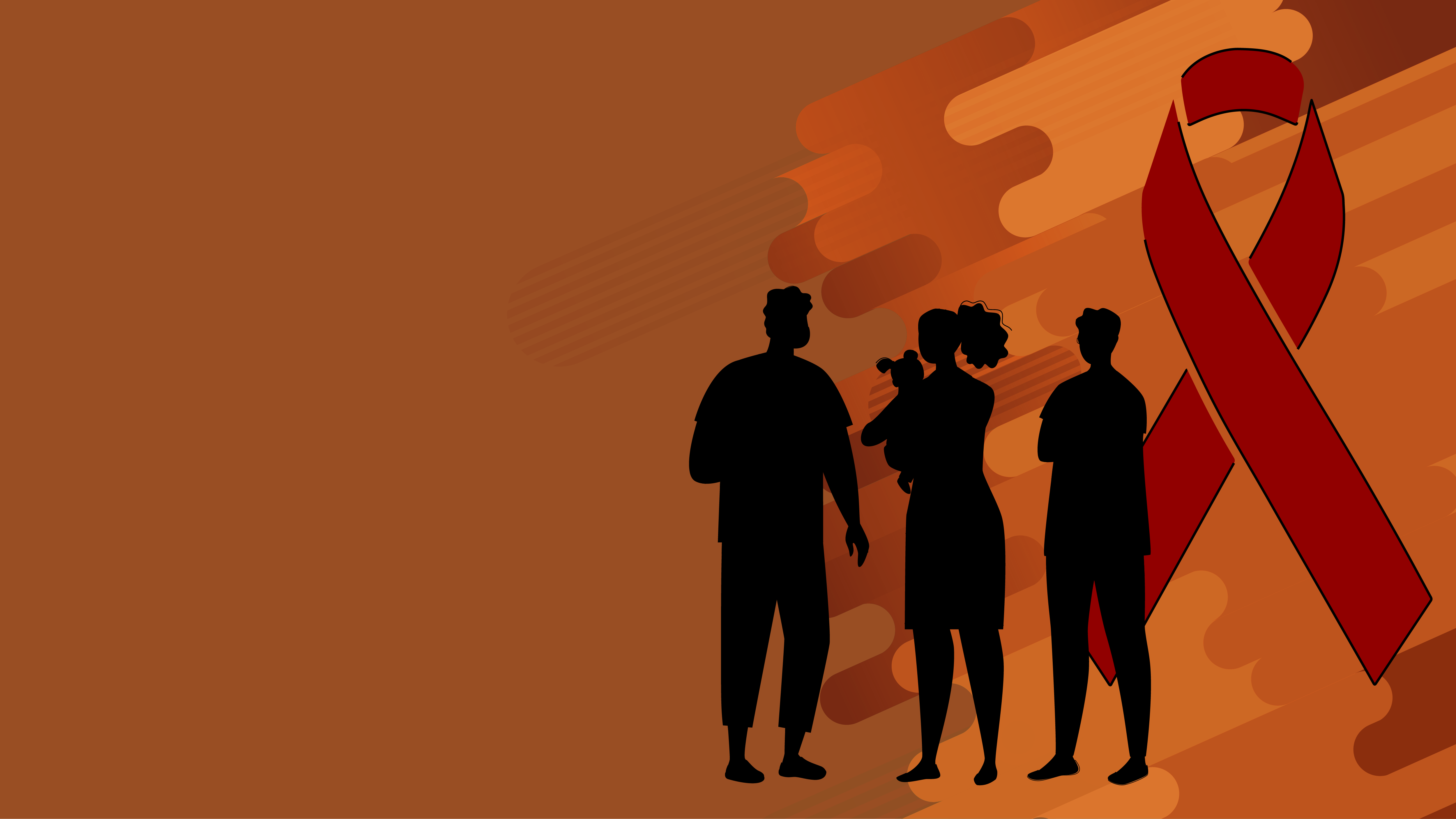 Fungal disease ribbon A silhouette of people in front of a red ribbon.