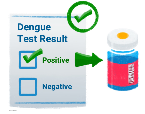 Dengue test result positive graphic Resultado positivo de la prueba del dengue.