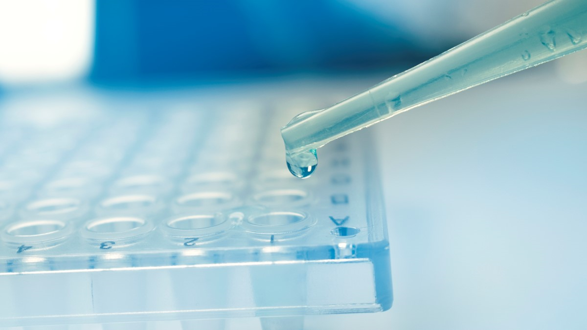 antigen detection thumbnail Pipeta dejando caer un líquido en una bandeja de prueba.