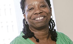 — title missing — Cynthia Johnson smiling at the camera