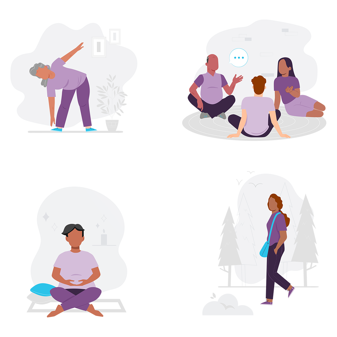 ways to manage stress graphic showing 4 different ways to manage stress