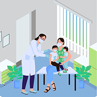 A family getting vaccinated A family getting vaccinated