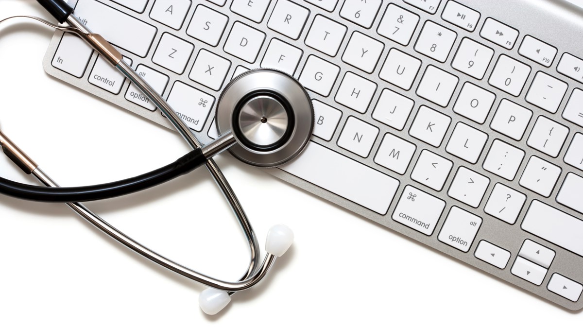 A keyboard and a stethoscope.