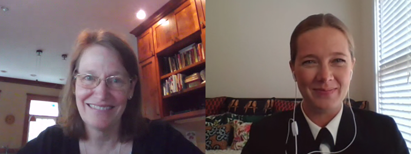 marston-chard Barb Marston (left image) being interviewed by Anna Chard (right image).