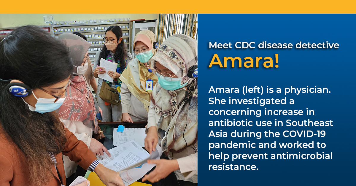 — title missing — EIS officer Amara wearing a mask and reading through investigative report