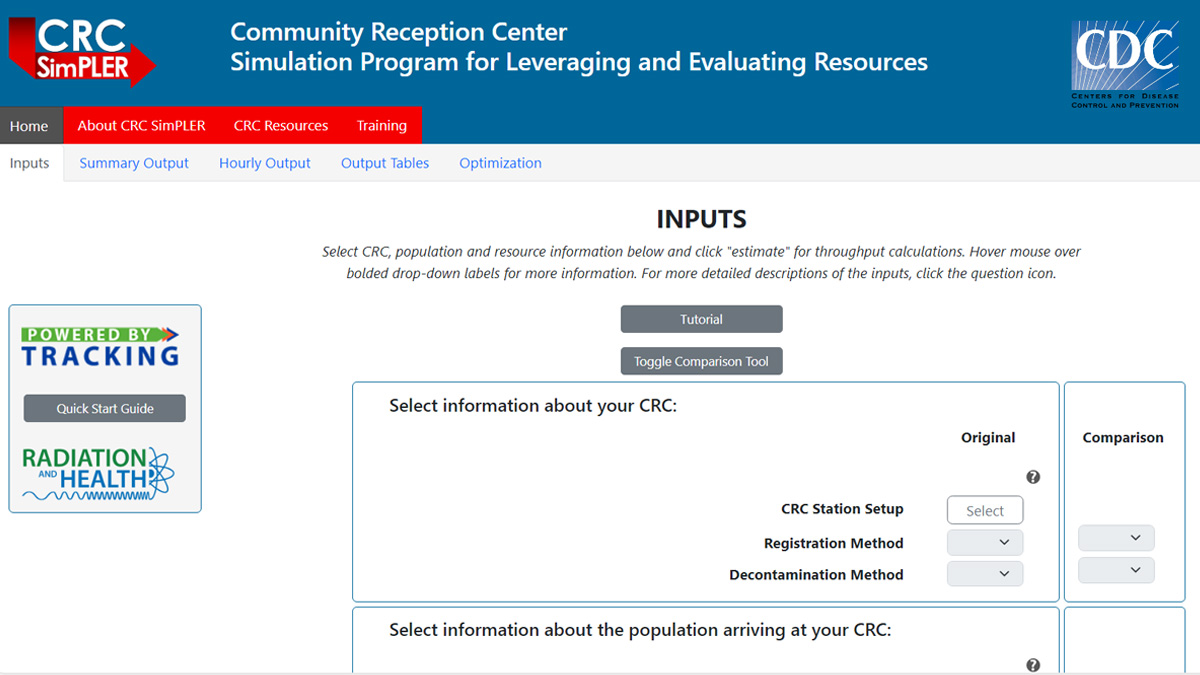 CRC SimPLER Data Dashboard Screenshot of CRC SimPLER dashboard tool