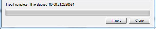 Import complete message