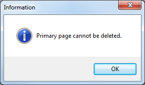 Information dialog: Primary page cannot be deleted.