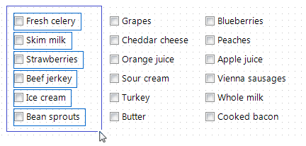 A blue rectangle shows what fields are to be selected. When selected, each field will have a small blue box just around