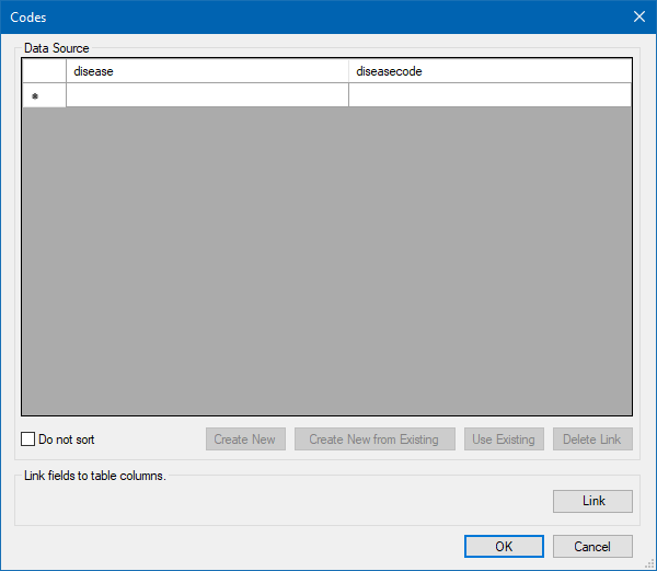 how-to-use-fields-codes-field4-a Image showing the Codes Field Data Source box after clicking Create New button.
