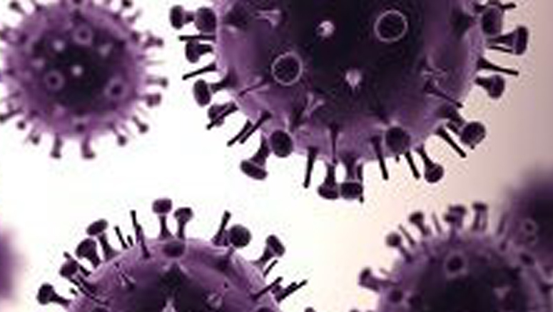 3d rendering of influenza viruses.