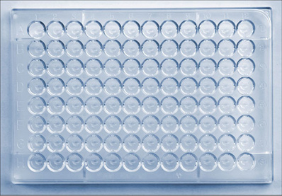 microtiter-plate.jpg The HI test involves three main components: antibodies, influenza virus, and red blood cells that are mixed together in the wells (i.e., cups) of a microtiter plate.