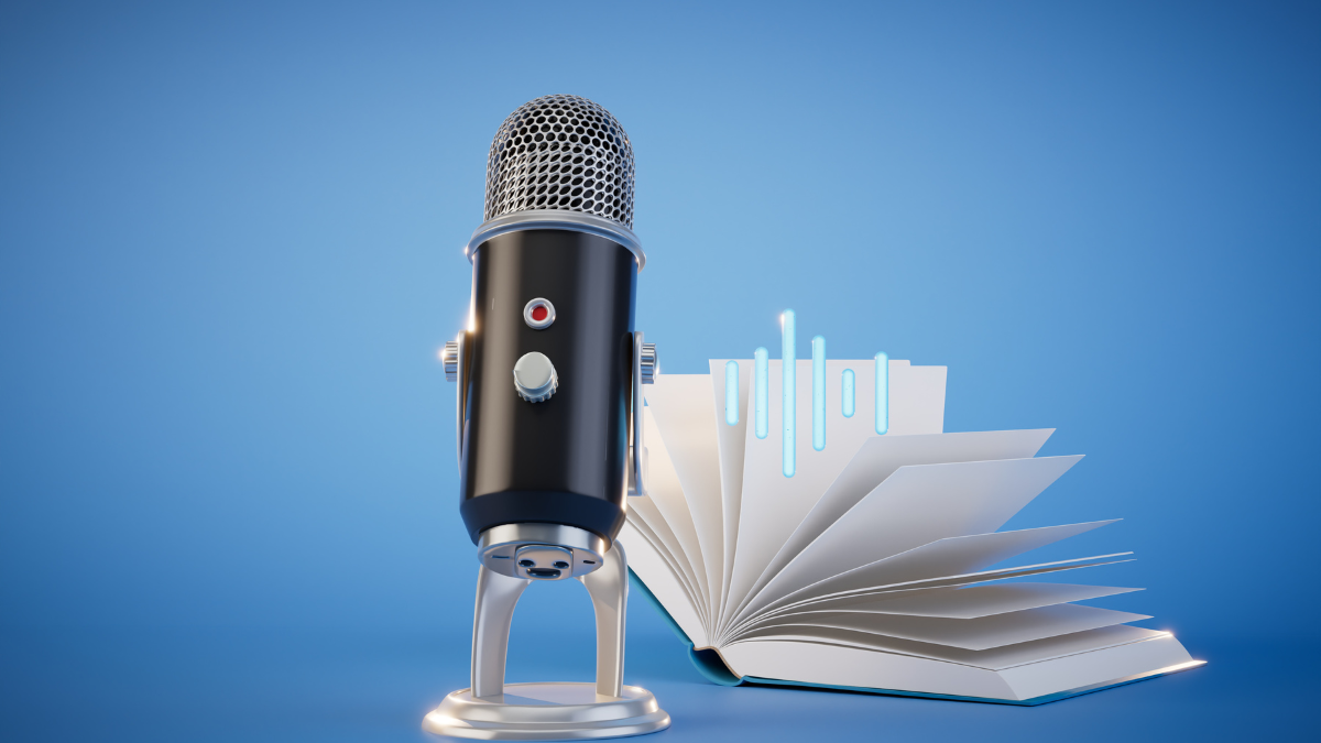 PSAs Folic Acid A microphone and an open book on a blue background