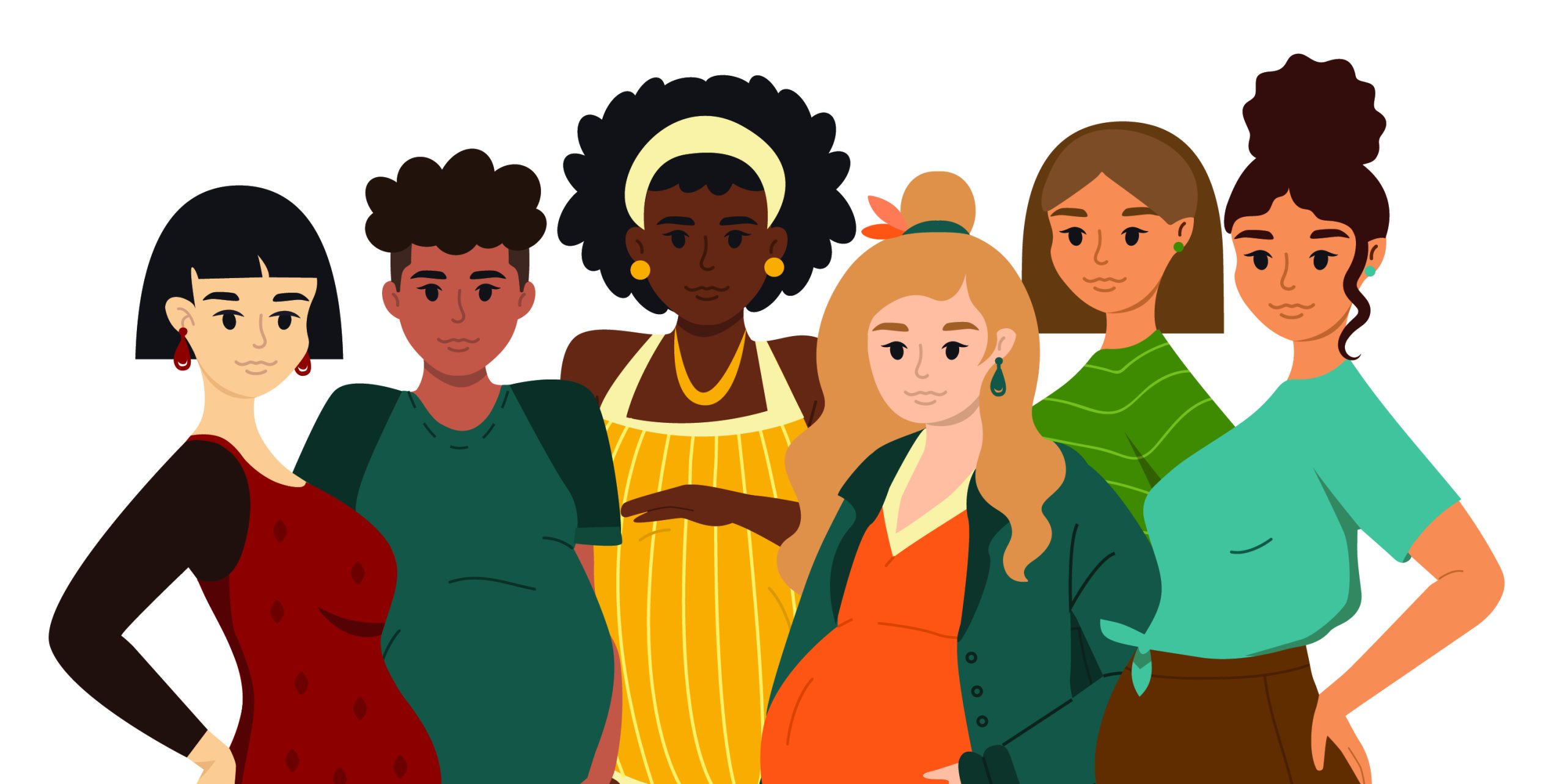 SafeFoodTablesPeopleGroupsGroup5.jpg Group of women at various stages of pregnancy.