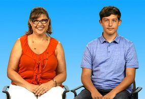 — title missing — AJ, who suffered from Salmonella infection, and his mother Jennifer
