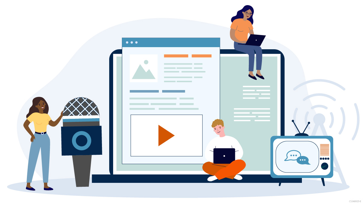 CFA in the Media Conceptual illustration of different types of media.