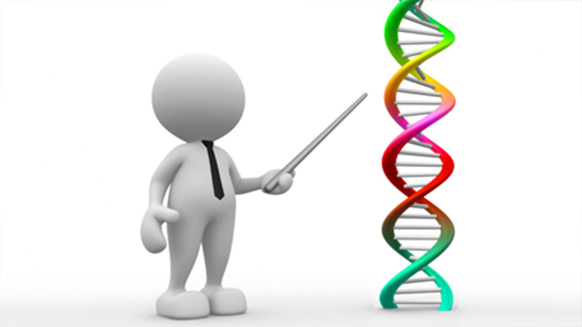Epigenetics a figure pointing to a double helix