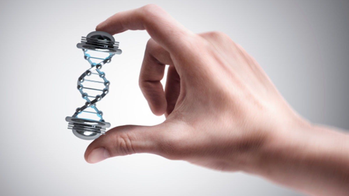 Pharmacogenomics a hand holding a double helix