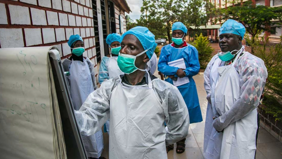 NPHI-first Community health workers discuss ways to address potential outbreaks.