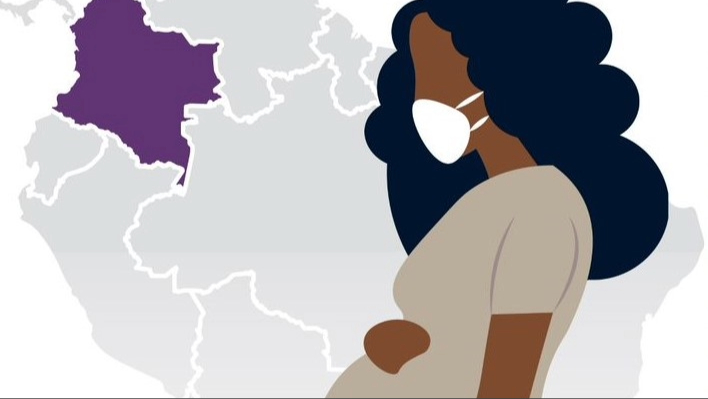 Colombia-increases-surveillance-1 image of pregnant woman over South America map with Colombia colored in