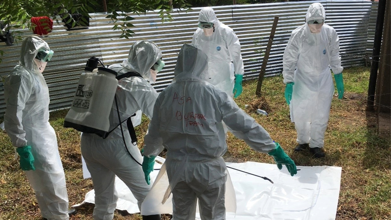 Global-Health-Security-UFTF-1 A burial team simulates proper safe burial procedures during a simulation exercise