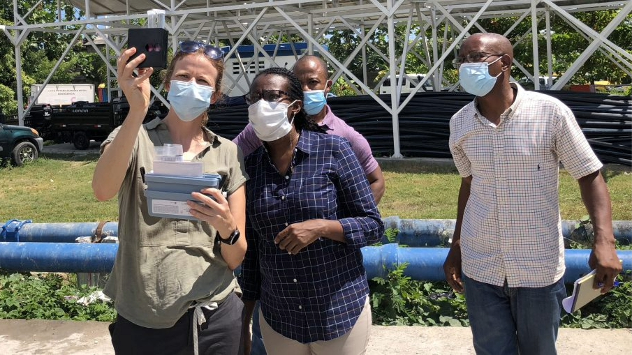 Haiti-Earthquake-Response-1 testing for free chlorine residual at the Haitian directorate for potable water and sanitation truck filling station