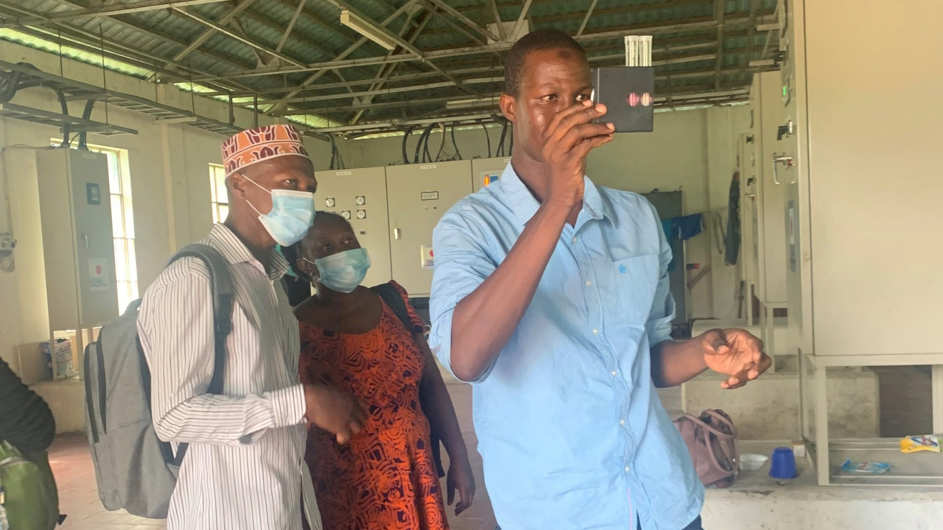 Support-improving-Zanzibars-Water-Supply-2 ZAWA technician conducting a monitoring test at a water treatment plant