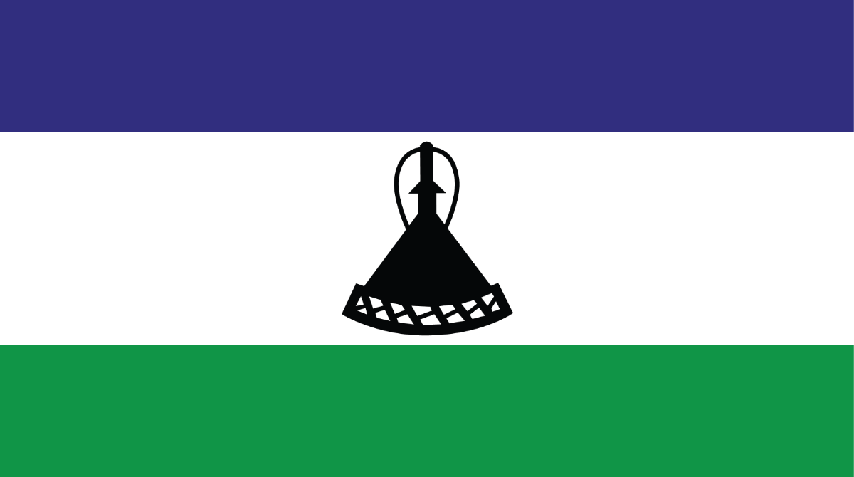 Flag features horizontal stripes of blue, white, and green with a black hat centered in the white stripe.