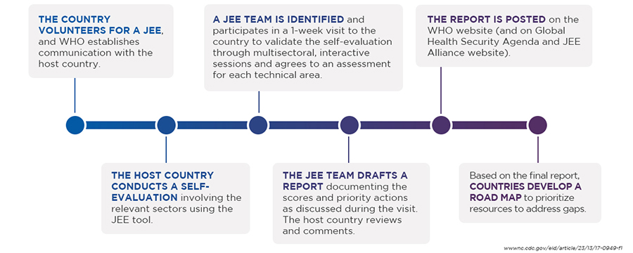 -- title missing -- Infographic to show the timeline between a country volunteering for JEE and the countries develop a road map.